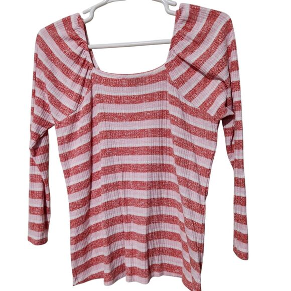Lane Bryant Top Sweater Size 14/16 Striped Cold Shoulders Stretch - Picture 5 of 8